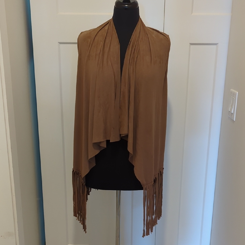 My Beloved Size Med Tan Fringed Vest